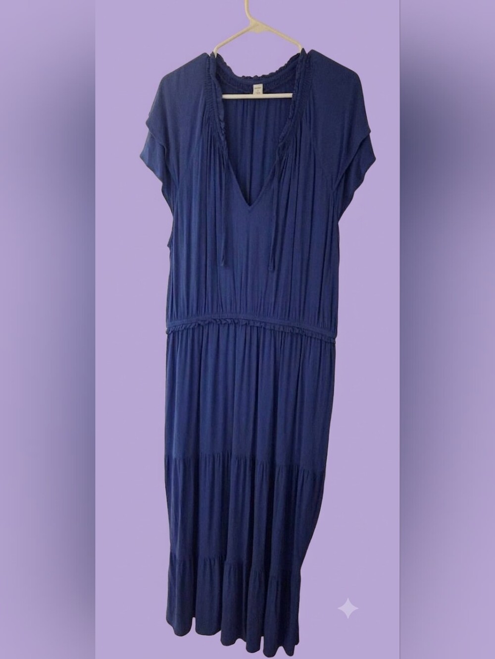Old Navy V-Neck Tiered Maxi Dress with Elastic Waist